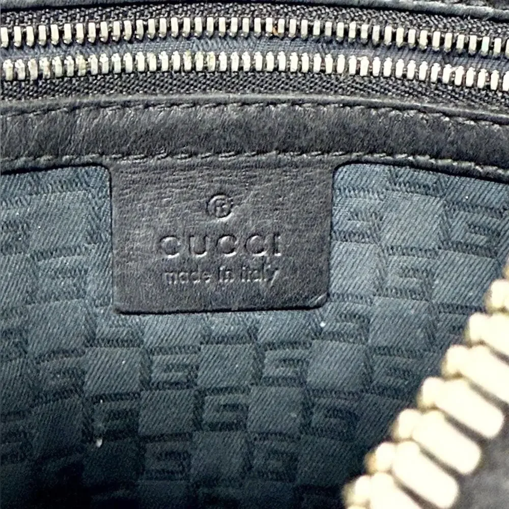 Gucci Reins Vintage Interlocking GG Perforated Leather Black Hobo Bag Purse